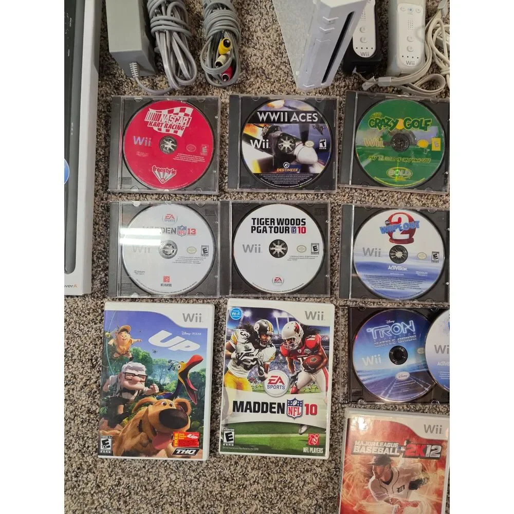 Nintendo Wii Backwards Compatible Console Bundle w/ 2 Controllers & 14 Games